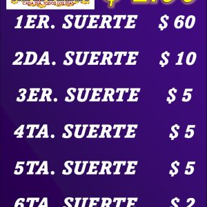 Primer Suerte $60, juega hasta la 7ma suerte