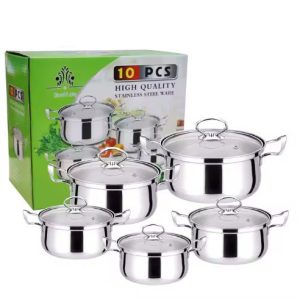 JUEGO DE OLLAS ACERO 10 PCS..